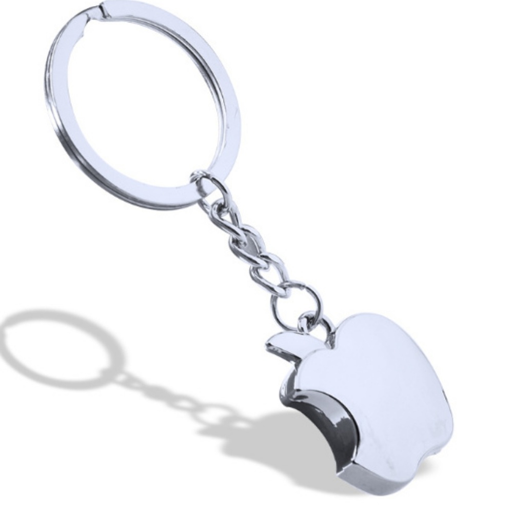 Brand New  Chrome Apple logo Metal Key Chain Apple Keychain 3.3 Inch X 1.5 Inch